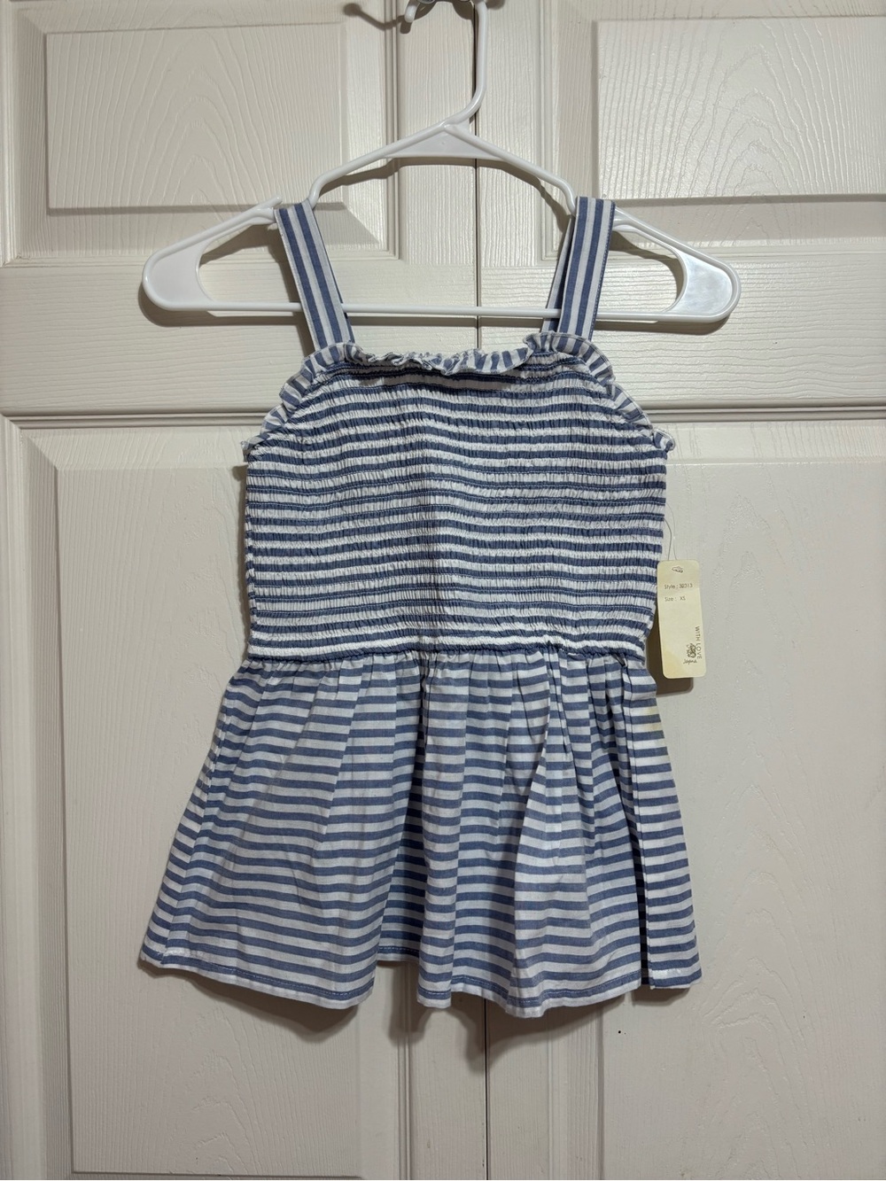 Striped Blue & White Babydoll Tank Top